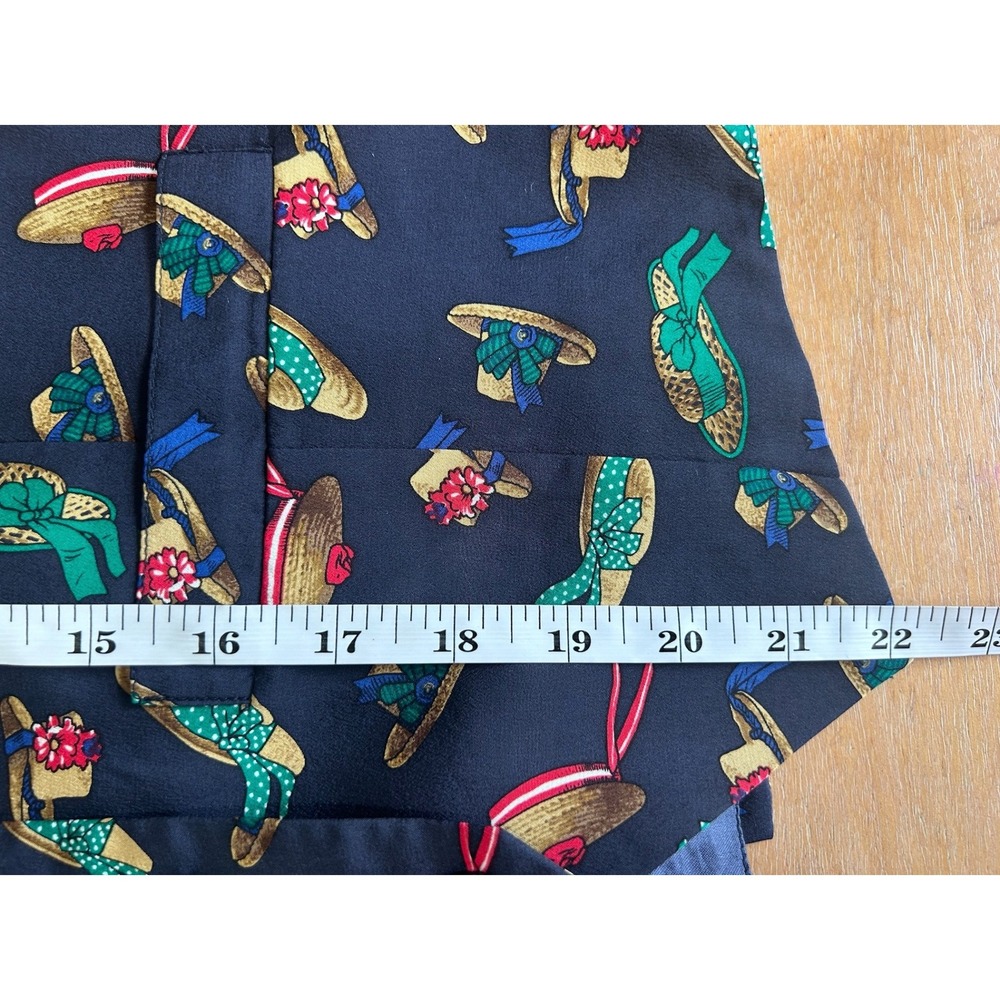 Graham & Gunn Vintage Silk Vest Navy Blue Novelty Hat Print Waistcoat Sz Small - Picture 5 of 7